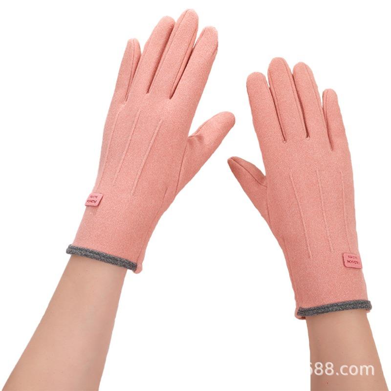 Warm gloves Three-line rabbit velvet men's and women's fashion cold-proof velvet outdoor cycling autumn and winter gloves