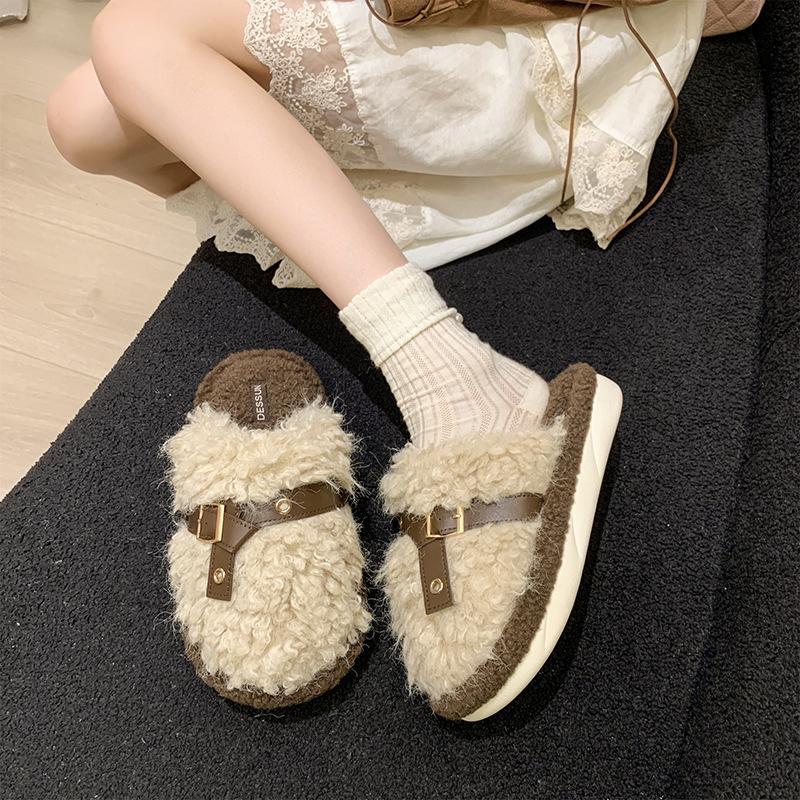 Women's Cute Cartoon Plush Slippers - Warm and Warm Countertop Cotton Winter Home Slippers Girls Sweet Thick Bottom Plush Casual Indoor Shoes