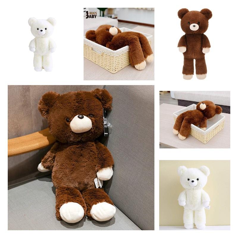 Soft And Cuddly Down Cotton Teddy Bear Plush Toy, Fox Fur Fabric, White And Brown, 46cm/36cm