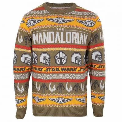 Star Wars Mandalorian Unisex Adult Repeat Print Knitted Jumper