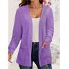 Dámský jednobarevný kapsáčový volný tenký kardigan s dlouhým rukávem