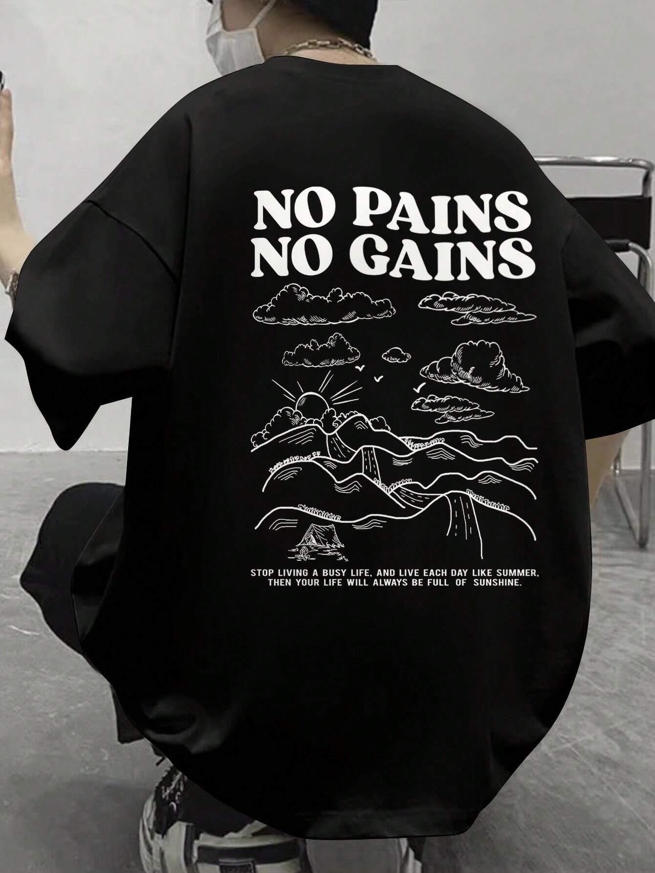 Positive and uplifting letterprinted mens Tshirt fashionable highquality pure cotton breathable summer shortsleeved shirt S