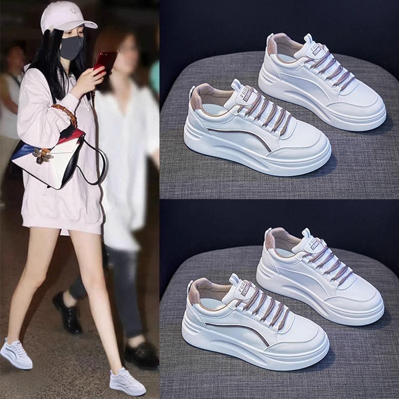 Fashion Women's Shoes Little White Shoes Women's 2025 Spring New Versatile Soft Leather Board Shoes Breathable Muffin Bottom Sports Casual Shoes