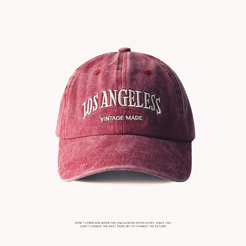 

Японська вишита ретро потерта бейсболка - З вигнутим козирком, Захист від сонця, М який верх вина червоного кольору