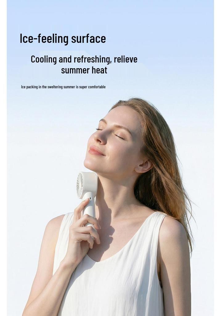 2026 Handheld USB Fan: Portable, 100-Speed, Strong Wind, Ice Pack, Digital Display