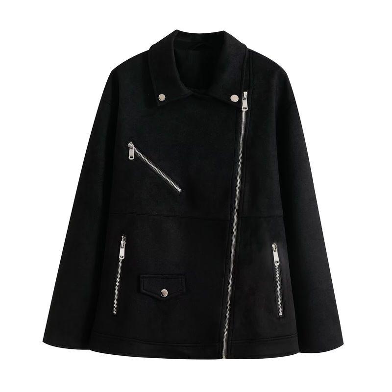 Spring New Women's Clothing French Vintage Style Suede Texture Effect Motorcycle Jacket Outwear 3046067