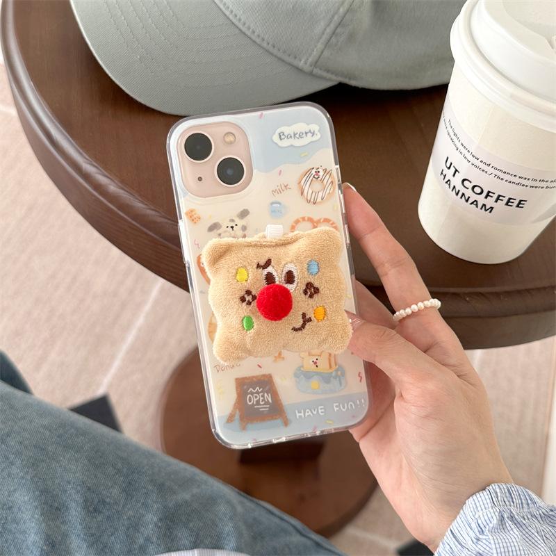 Cute cookie and bread animal case suitable for iPhone 17 Pro Max, Apple 16, 14, 15, double-layer, girly style
