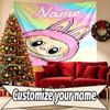 Custom Name Personalized Labubu Print Tapestry, Wall Art Decor, Bedroom, Dorm, Apartment, LivingRoom, Party Backdrop, Gift for Birthday