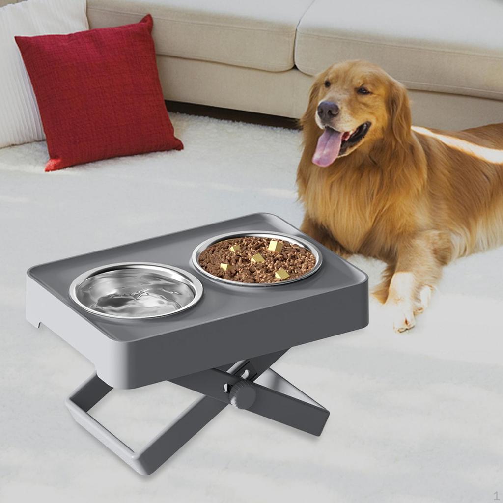Adjustable Height Pet Feeder with Detachable Double Bowls - Modern Design