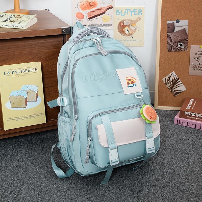 School bag, simple, lightweight and large-capacity backpack for junior high school students, new high-value, fresh and sweet backpack.