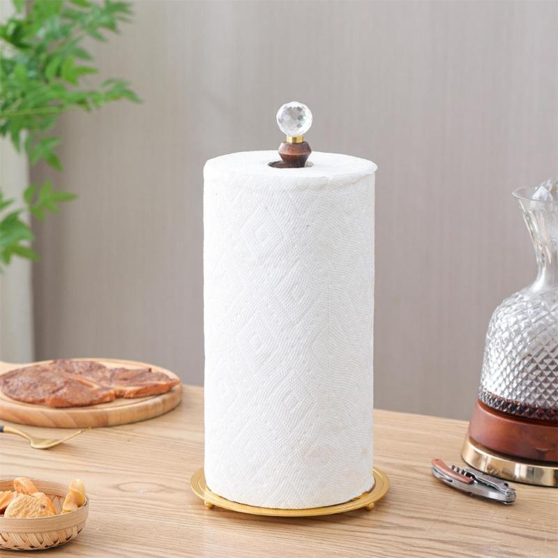 Moderní černý železný a dřevěný volně stojící dávkovač papírových rolí Velkokapacitní stojací regál na toaletní papír