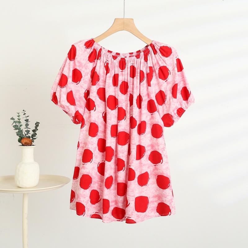 A One-shoulder Short-sleeved T-shirt for Women In Summer, A Thin, Floral, Large-sized, Slimming, Casual Base Layer