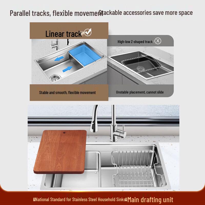 OULIN 304 Stainless Steel Single Bowl Kitchen Sink with Faucet