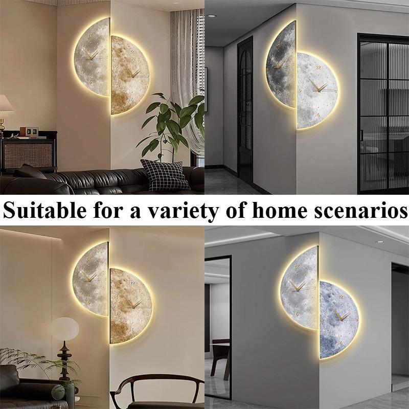 Nordic Wall Clock Minimalist Morden Design Luxury Corner Clocks Voice Controlled Interior Wall Lamp Living Room Decorations