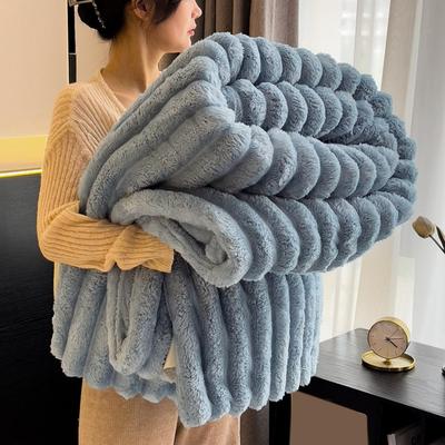 Manta de Pelo Sintético de Coelho Pelúcia Aconchegante Cobertor Fofo de Bolhas Quente Espesso Peludo Para Casa Sofá Cama Sala de Estar