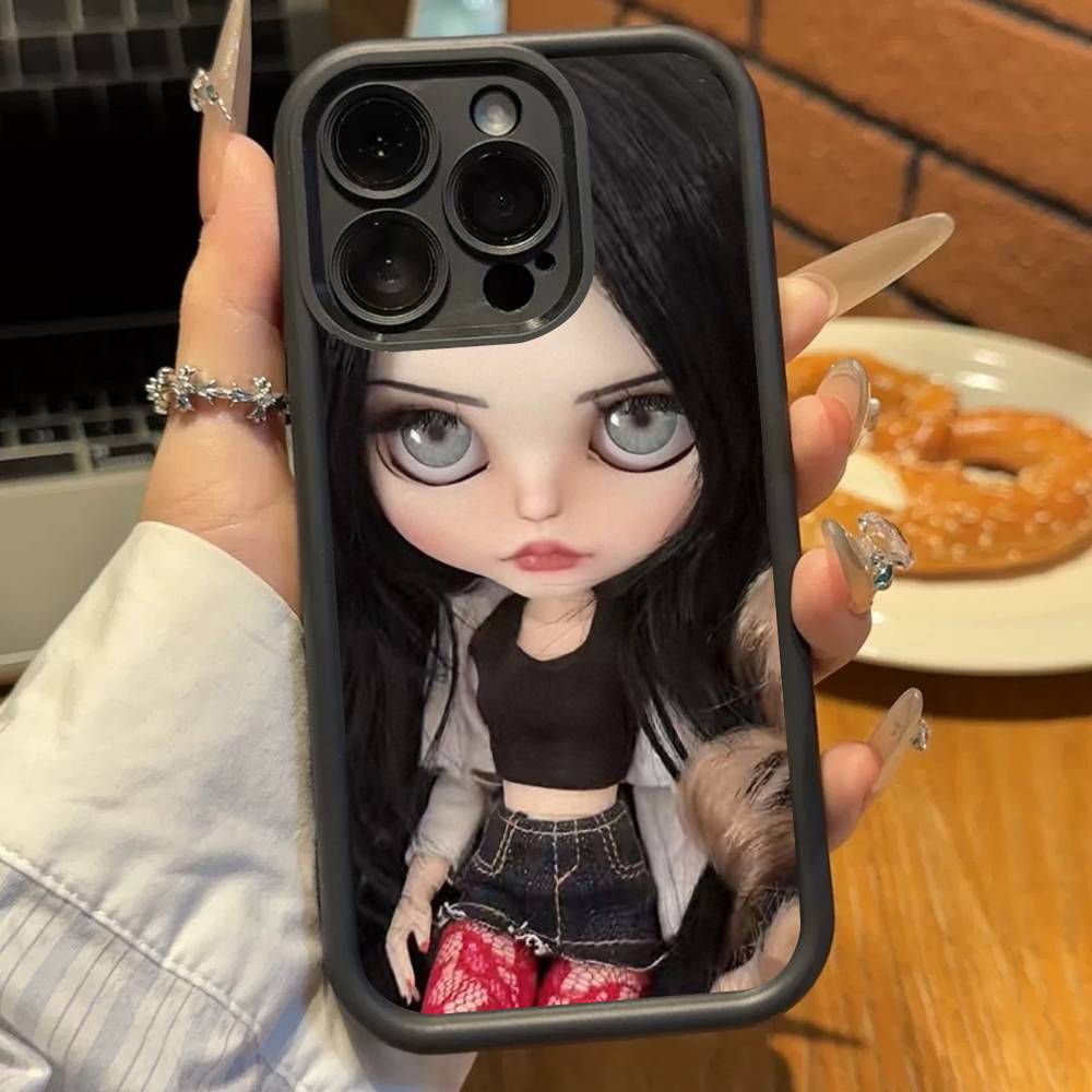 Dark Cute Girl Doll  Soft Silicone Case For iphone 17 Air 16 15 14 13 12 11 Pro Max Plus Shockproof TPU Phone Cover