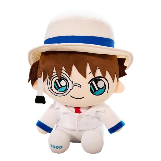 Anime Plush Toy Cute Uniform Doll Plushies Soft Throw Pillow Ornament Collectible Cartoon Detective Conan Kaito Kidd Stuffed Doll Toy Birthday Gift