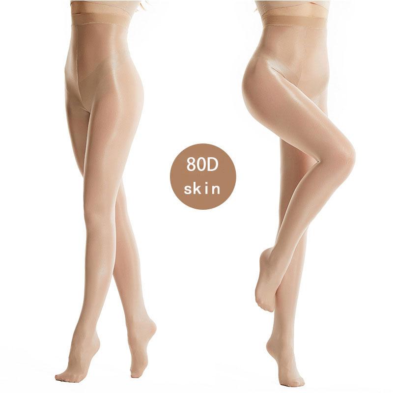 

S M L Xl 2Xl 80D Coffee Women Slim Shaping Tights Shiny Oil Glossy Yoga Dance Practice Pantyhose M