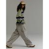 Saendeusaundeu (Unisex) Wool Blend Striped Pullover Sweater Apple Green