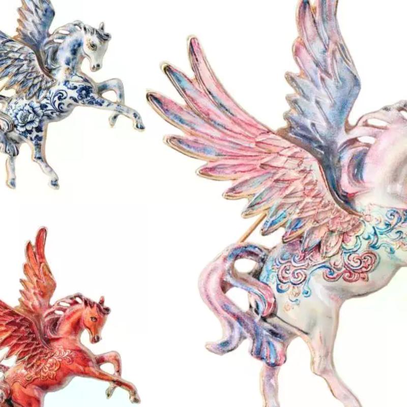 1pc Beautiful Enamel Flying Horse Brooch - Big Wings Elf Animal Unisex Brooch Pins For Women Men Party Office Creative Gift