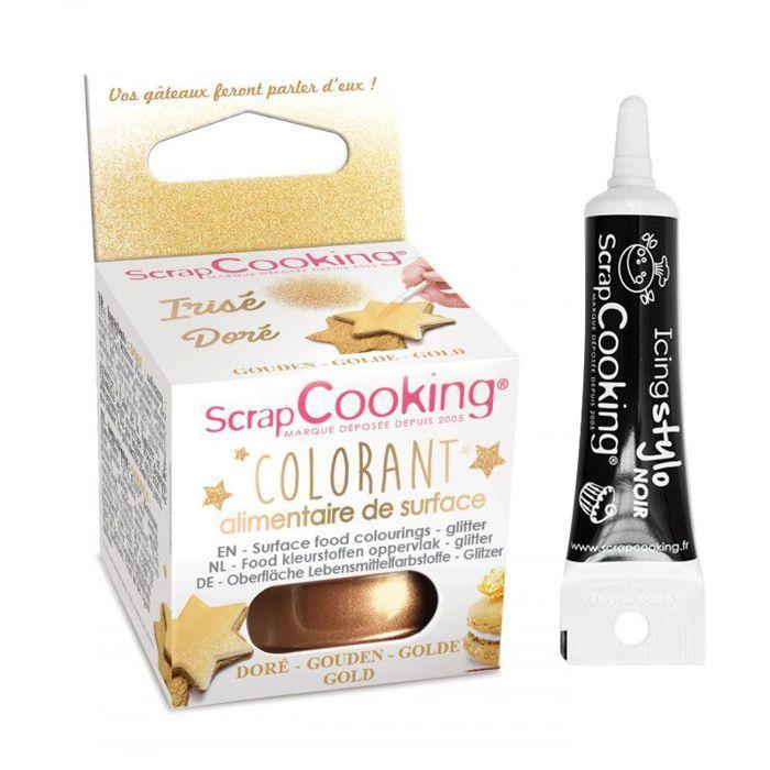Golden surface food coloring 5 g + Black icing pen
