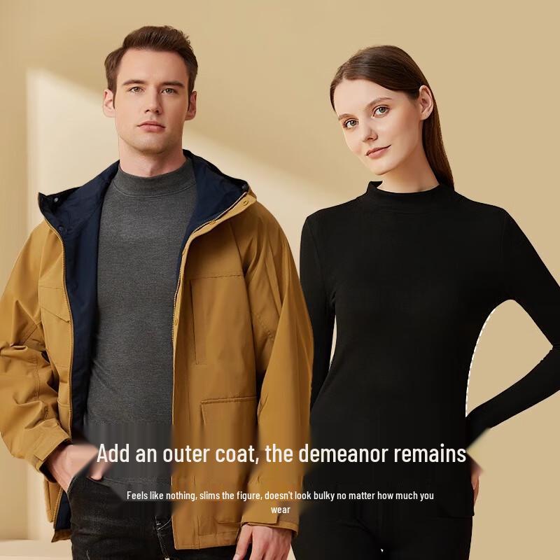 Langsha Half-High Collar Wool-Silk Blend Thermal Underwear Set