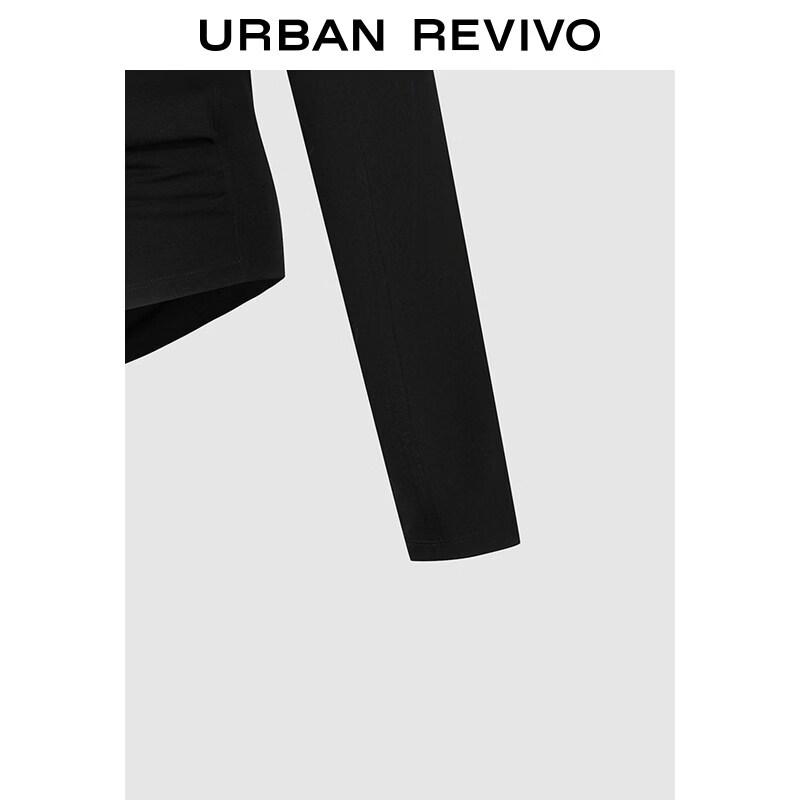 UR 2026 Women's Irregular Hem Pleated Boat Neck T-shirt