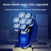 Electric Shaver with Digital Display, Seven Blades, Hair Removal Device for Bald Heads, Rechargeable Multi-functional Beard Scraper