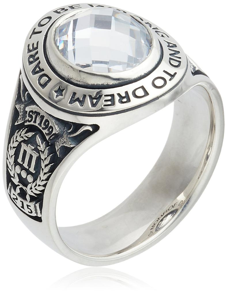 Monroe Narrow Message College 925 Sterling White Cubic Japanese Size 18 Dr. Ring, Silver, Zirconia, FC-215-SV-WCZ-18,