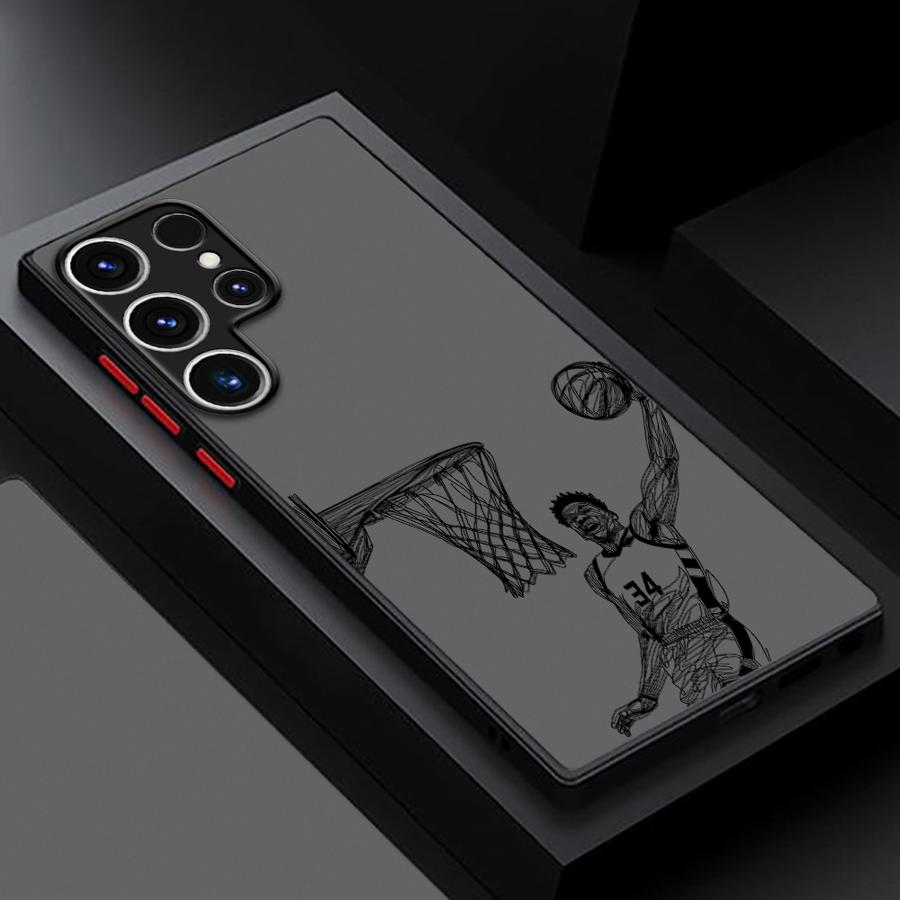 Cartoon Basketball Star Sports Case for Samsung Galaxy S23 Ultra S20 S24 S25 S21 FE S10 S21 5G S9 Plus S22 Plus Black Edge Shell