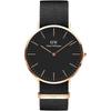 Daniel Wellington Classic Black Cornwall Men's Watch 40mm Stylish Business Timepiece Black