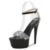 Lady Rhinestone High Thin Heel Sandals Women Ankle Strap Crystal Sandals for Office Nightclub Party Catwalk Show Pole Dance Pub