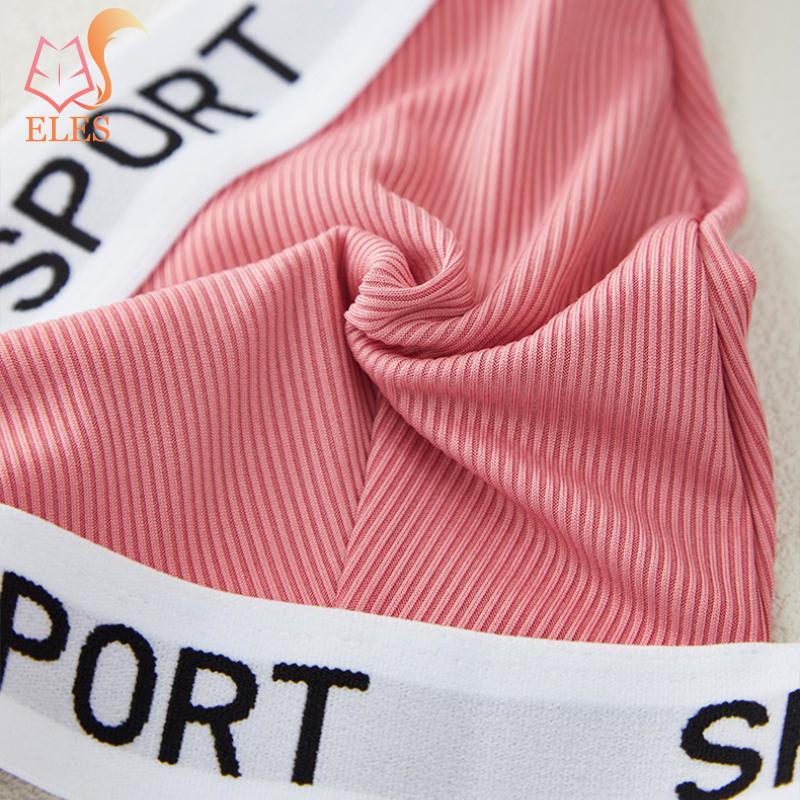 SPROT English Letters with Threaded Cotton Deep V Sports Bra Gathered Triangle Cup Without Steel Ring Comfortable Chest Wrap