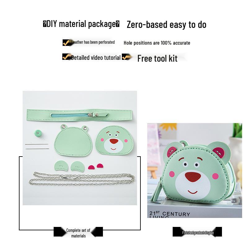 

Handmade Cartoon Bear Woven Bag: Perfect for Coins, Keys & Red Envelopes, Portable & Quick to Make in 20 Minutes