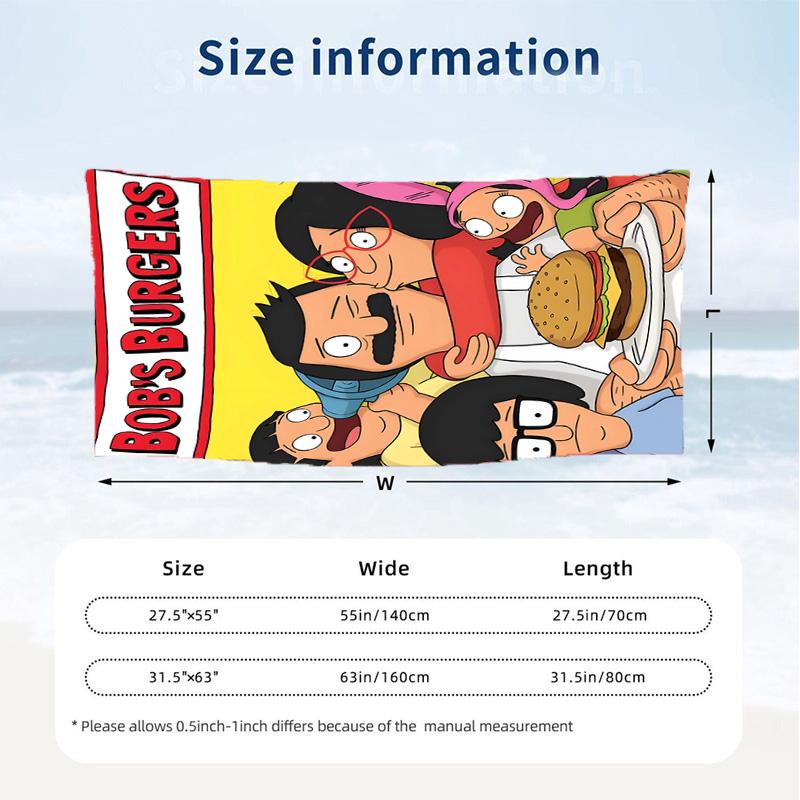 Bob'S Burgers (19) Theme Beach Towel Sand Resistant Soft And Comfortable Suitable For The Pool Camping Yoga And Diving A Travel
