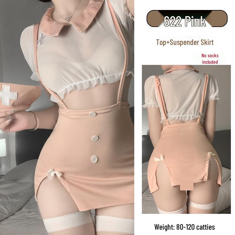 Pure Desire Cute Nurse Lingerie Set – Sexy Bodycon Skirt & Pajamas for Women