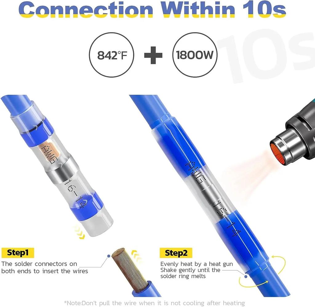 100/120Pcs Solder Seal Wire Heat Shrink Butt Connectors, Waterproof and Insulated Electrical Wire Terminals, Butt Splice