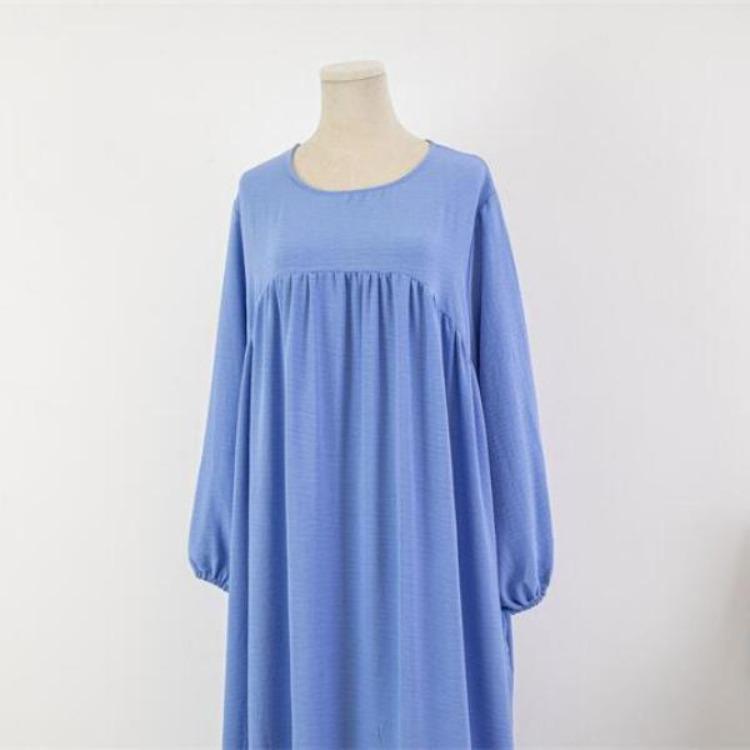 Muslimisches Übergrößenkleid Lässig für Damen Lang Maxi Mode mit Taschen Einfarbig Langarm Vestidoes Herbst Frühling 50-100kg Locker Robenkleider