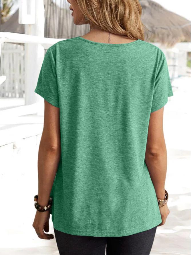 Tops Femininos Casuais de Moda Cor Sólida Manga Curta Primavera/Verão 2025