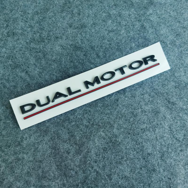 DUAL MOTOR Emblem For Tesla Model 3 Y S X Accessories Underlined Letters  Performance Badge Trunk Sticker Chrome 3D Decal