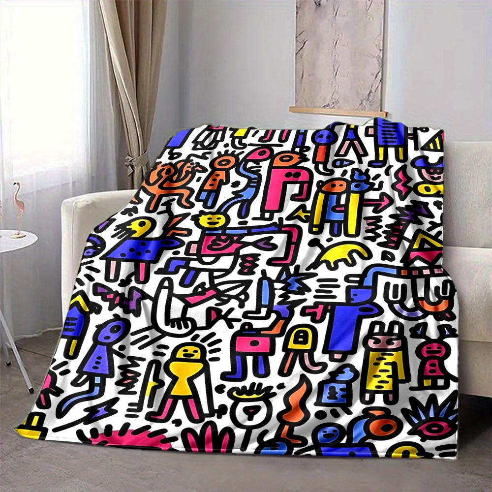 1pc Colorful Characters Blanket Warm, Cozy, And Soft, Suitable for Sofas, Beds, Cars, And Office Use.Perfect for Camping And Travel, Making It a Great