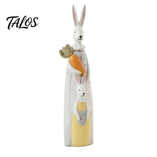 Office Desk Decoration Easter Bunny Figurine, Vintage Resin Rabbit Statue with Carrot Flower Animal Figurine For Home Basket, Spring Indoor