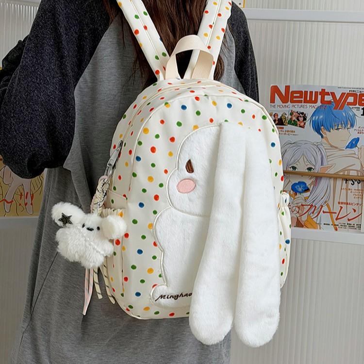 Schoolbag wholesale lightweight junior high school student campus schoolbag Japanese small fresh cute long-eared rabbit backpack high school student