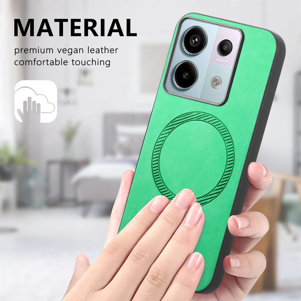 B1 For Xiaomi Poco X6 5G/Redmi Note 13 Pro 5G Leather Back Case Compatible with MagSafe Skin-Touch Phone Cover