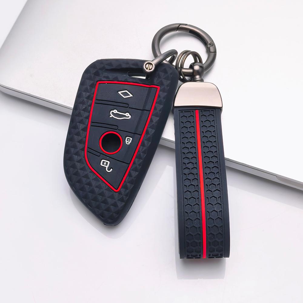 Key Cover for BMW i5 X1 X2 X3 X4 X5 X6 X7 XM with Keychain Anti-Scratch Guard Shockproof Protection Soft Grip Texture Responsive Button Touch