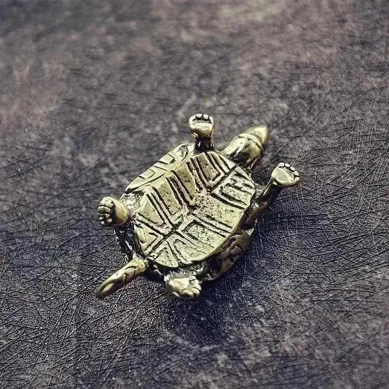 Vintage Brass Crocodiles Turtle Ornaments Home Turtle Keychain Pendants Tea Pet Ornaments Turtle Handicraft Figurines Wholesale