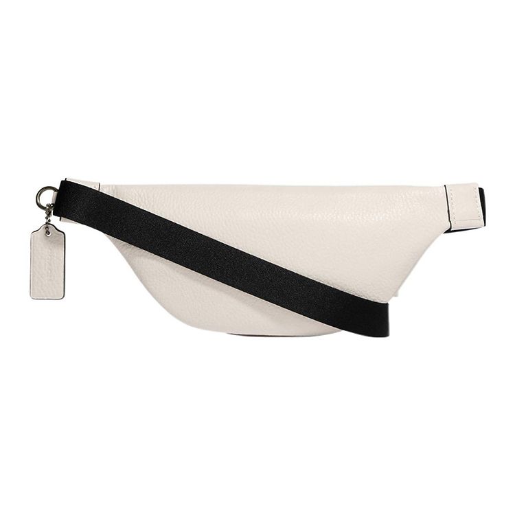 Coach Sprint 24 Solid Color Embossed Logo Zipper Crossbody Chest Waist Bag Medium Men bags Ivory-Gray CJ684-QBCHK