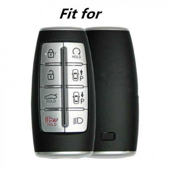 Black Leather 8 Buttons Key Chain Cover Case For   Hyundai Genesis G80