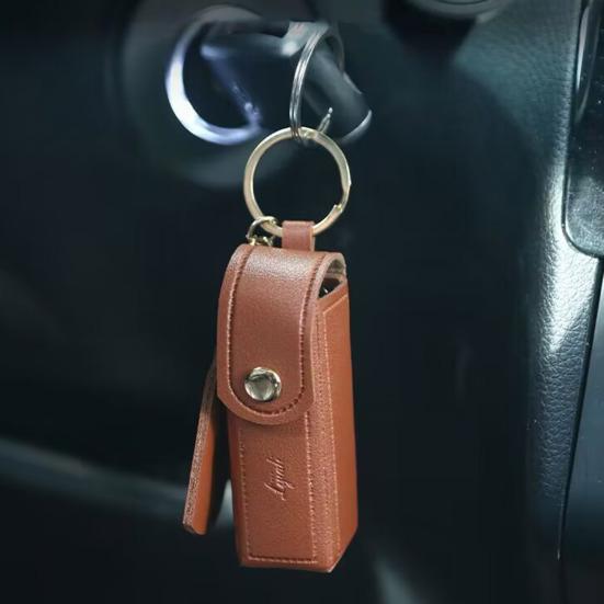 Lipstick Bag Keychain Lobster Clip Stainless Faux Leather Mini Lipstick Container with Heart Pendant Changs Purse Key Organizer Key Holder