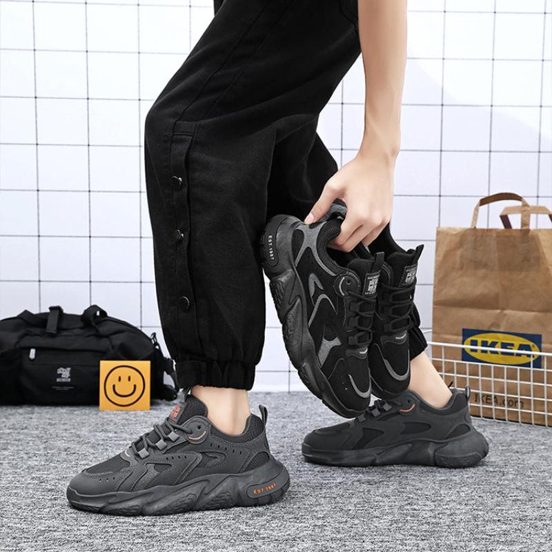 Modne męskie trampki oddychające sznurowane buty codzienne dla mężczyzn Modne grube podeszwy wygodne tenisówki męskie miękkie buty do biegania tenis